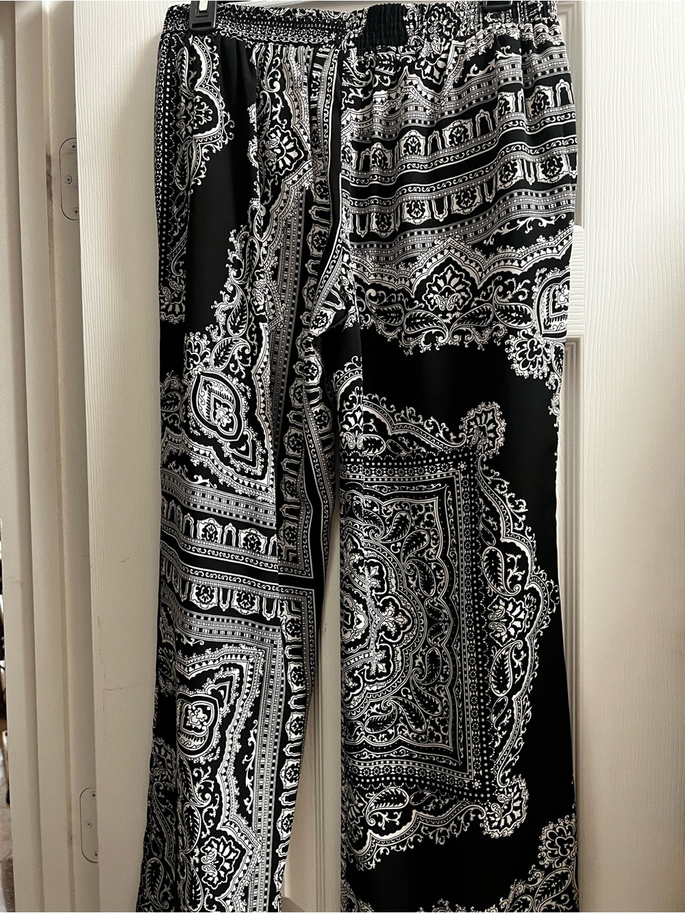 by & by Black and White Wide Leg Pants - Bandana Print
